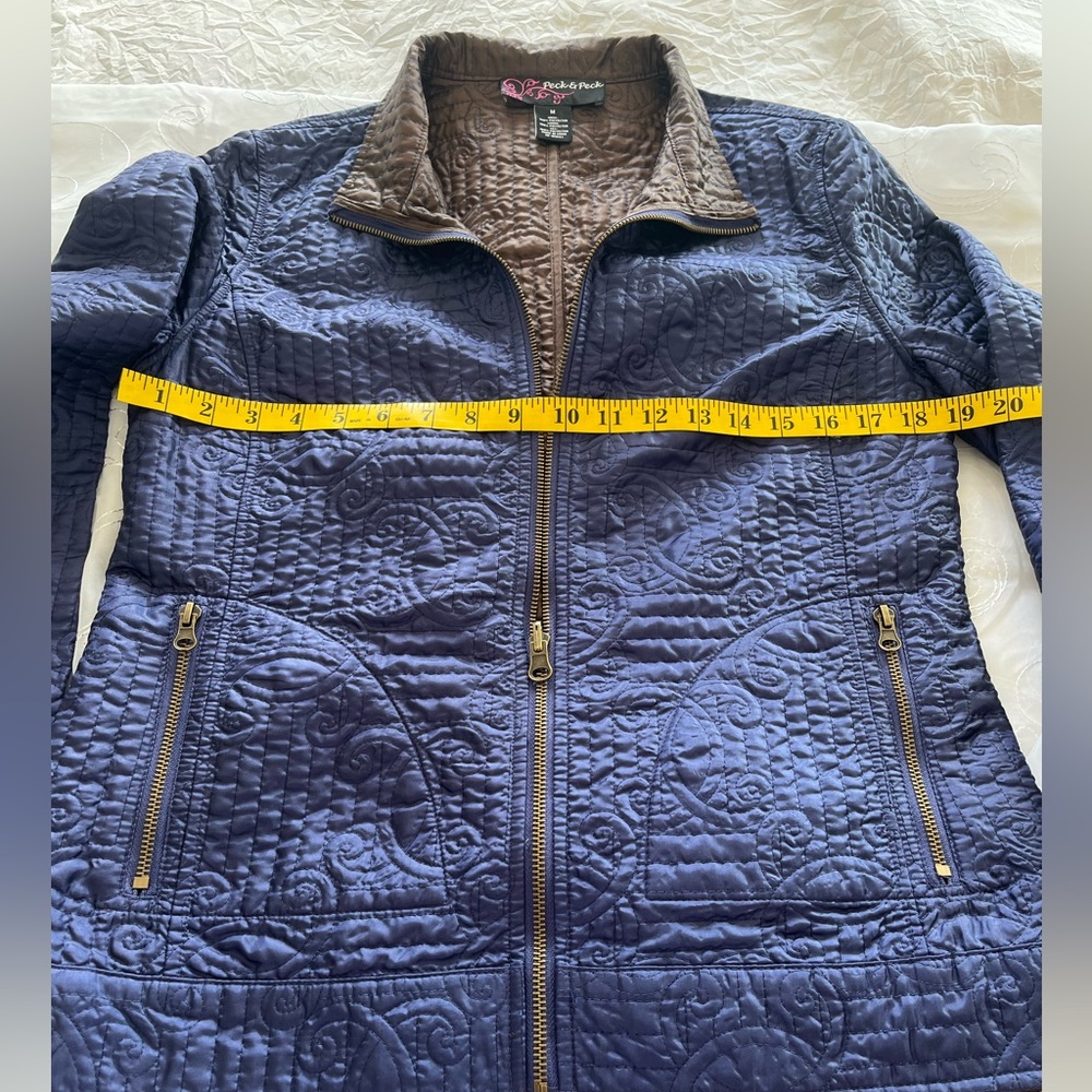 Peck & Peck Egyptian Blue(purplish) Long Sleeve Front Zip Light Weight Jacket - Picture 5 of 14